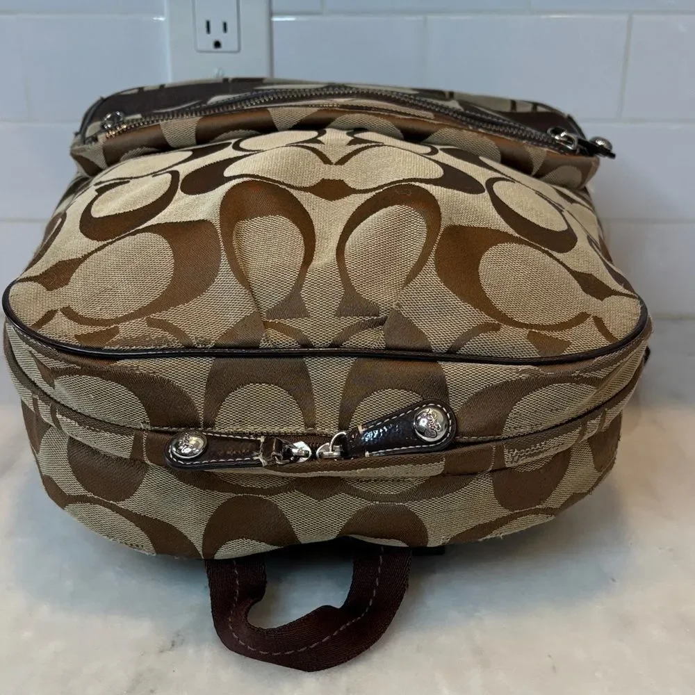 Coach Backpack Purse Vintage Jacquard Signature Logo Stripe Large Backpack - HTF